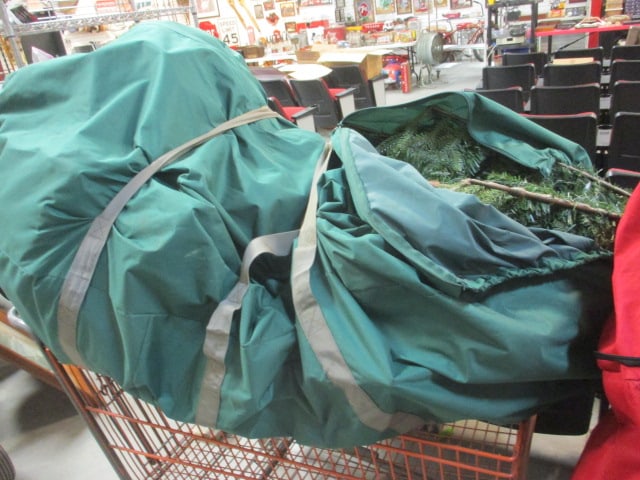 Pre-lit Christmas Tree in Green Bag: . 