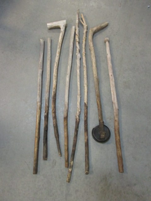 8 Handmade Canes of Various Trees, Carving, lengths and shapes - 2