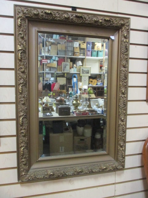Vintage Ornated Gilded Gold Beveled Edge Wall Mirror (1 of 2)