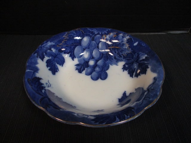 Vintage Upper Hanley Flow Blue Semi-Porcelain Bowl: 10"