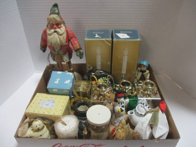 Christmas Lot - Candle Holders, Ornaments, Santa Figurine, etc. (1 of 10)