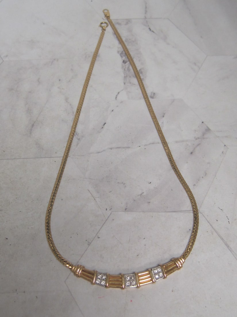 16" 18k Gold Diamond Necklace: Weighs 16.1 grams 