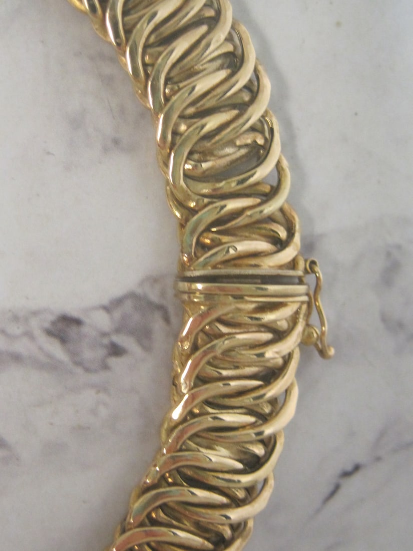 16" 14k Gold Woren Link Collar Necklace - 3