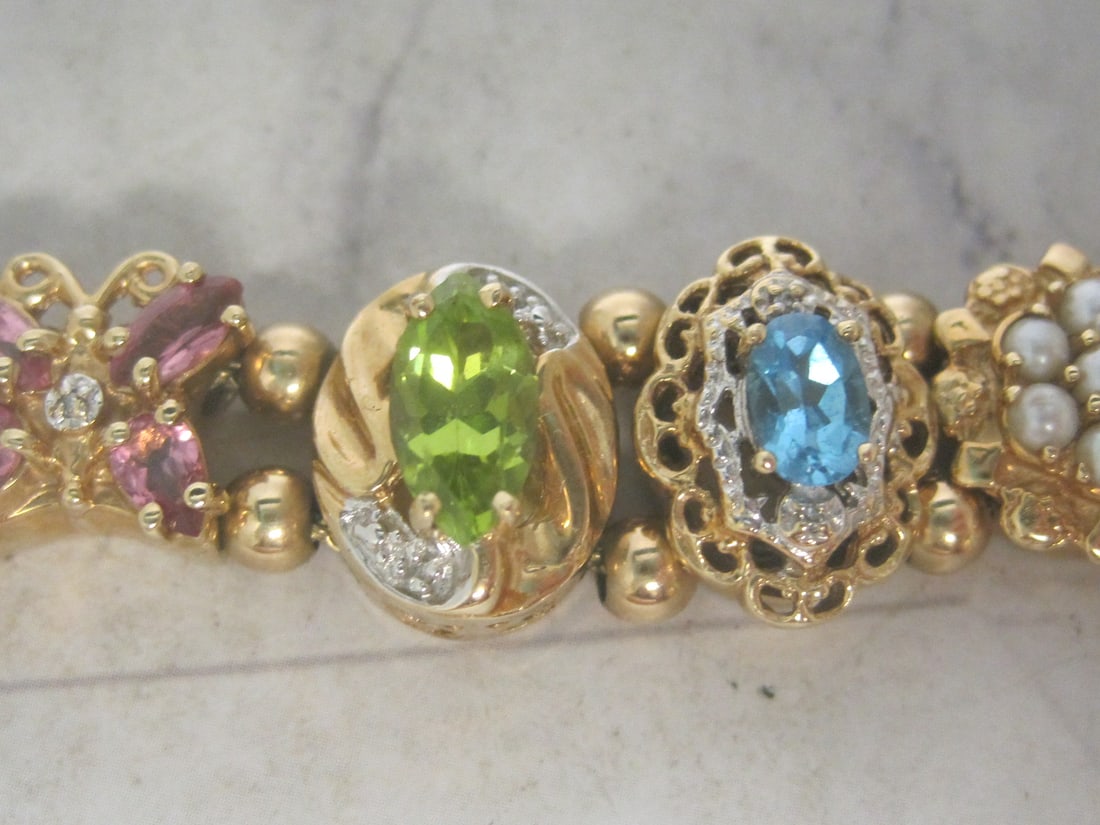 7" 14k Gold Richard Klein Slide Charm Bracelet - 3