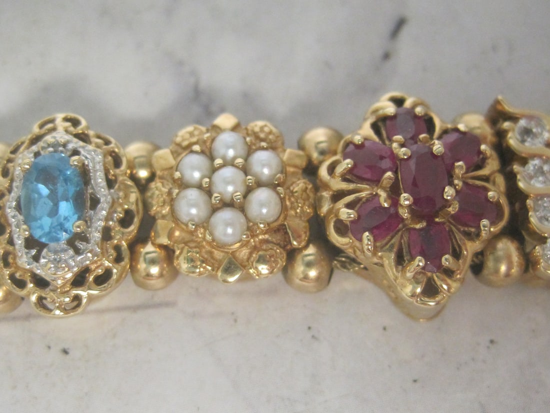 7" 14k Gold Richard Klein Slide Charm Bracelet - 4