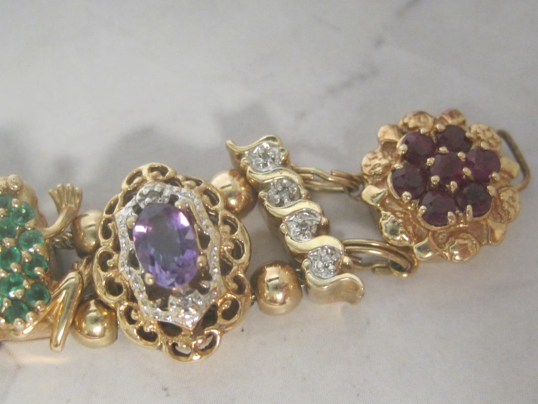 7" 14k Gold Richard Klein Slide Charm Bracelet - 8