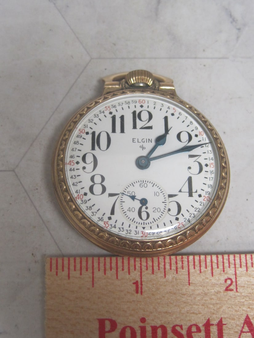 10k Rolld Gold Plate Elgin 17 Jewels Pocketwatch - 8