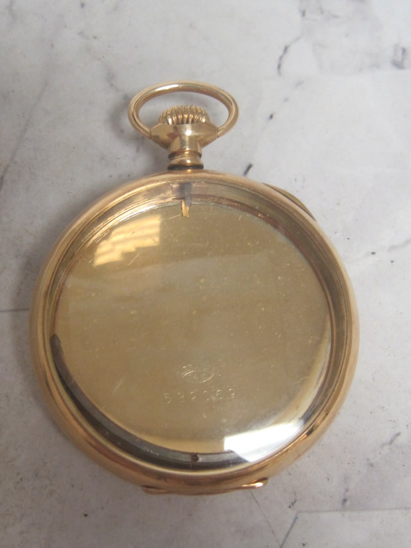 14k Gold Pocketwatch Case: Weighs 28.4 grams, Initials engraved on back 