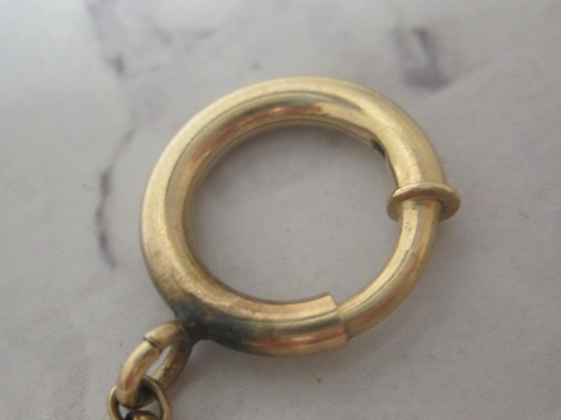 9" Antique Krementz Gold-filled Pocketwatch Chain & Leather Pouch - 2