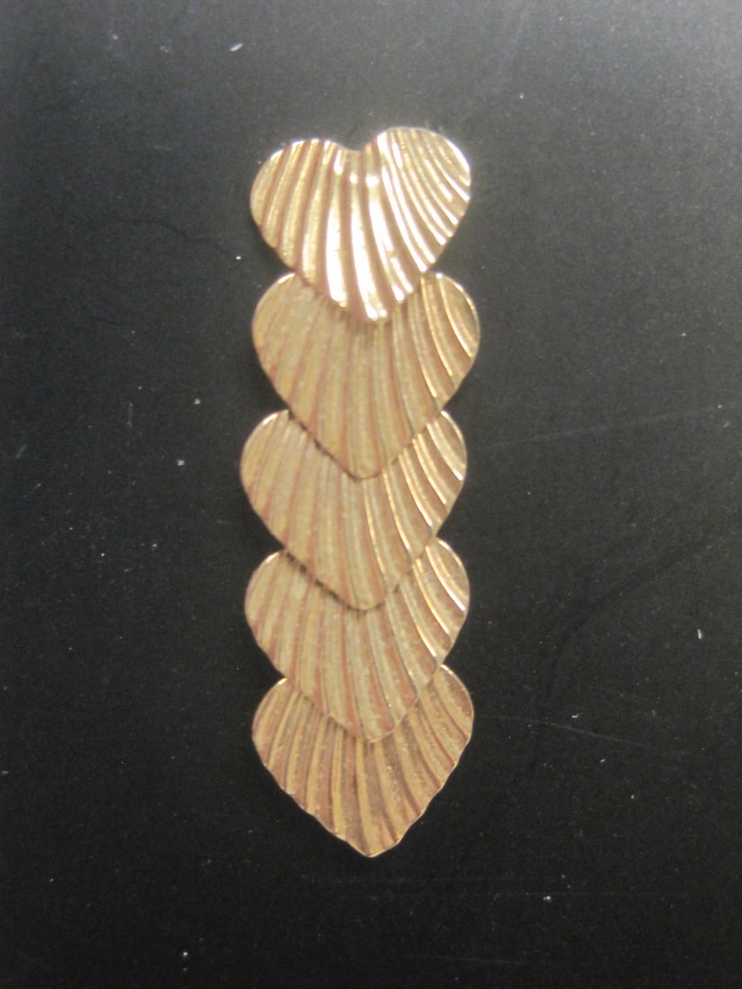 14k Gold Dangling Hearts Pierced Earrings - 2