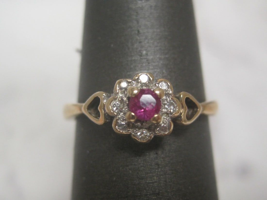 9k Gold Antique Ruby & Diamond Ring (1 of 5)