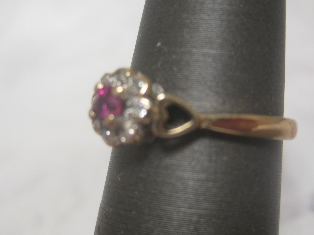 9k Gold Antique Ruby & Diamond Ring - 2