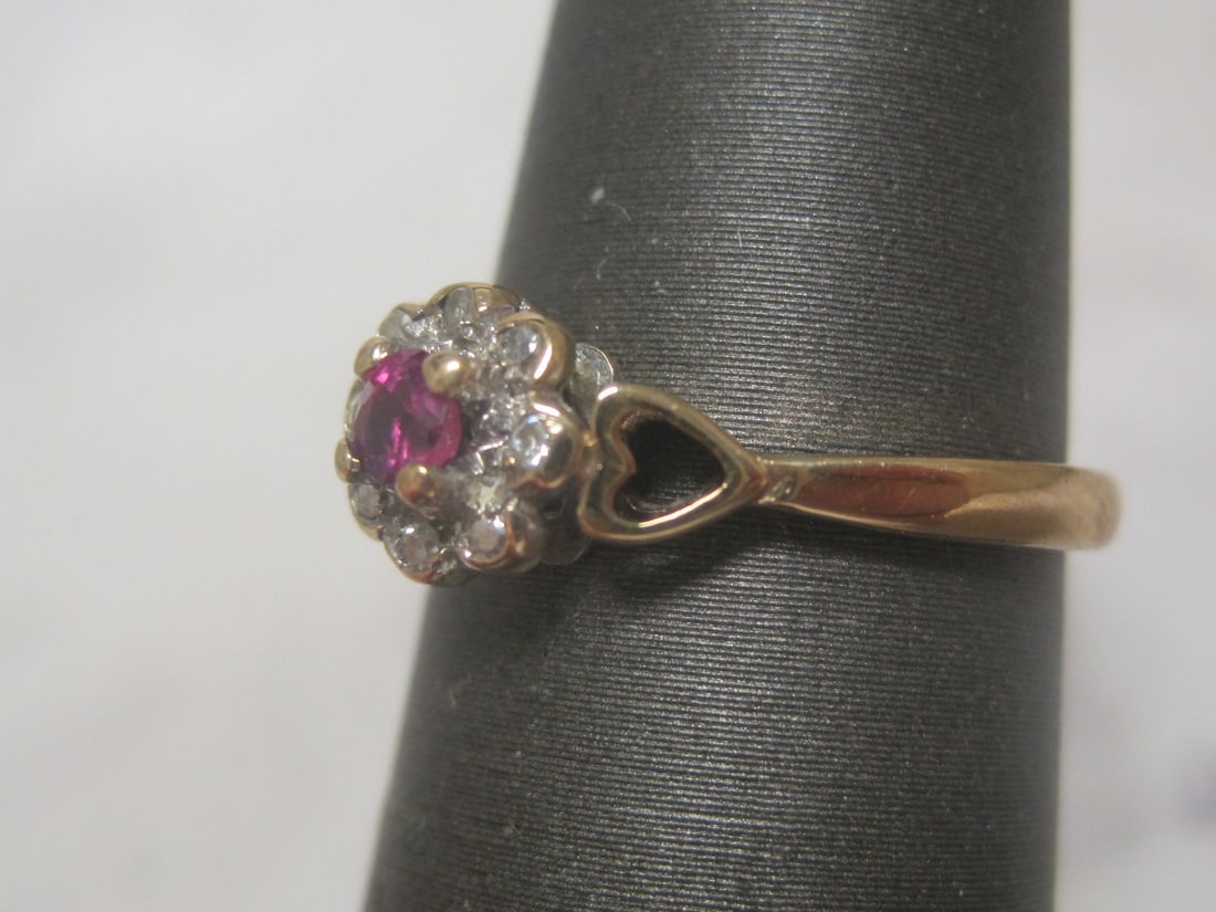 9k Gold Antique Ruby & Diamond Ring - 3
