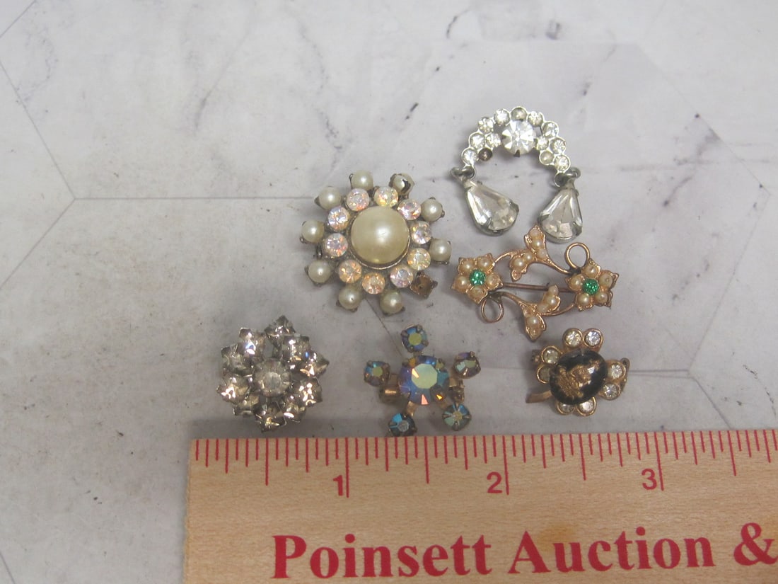 Lot of 6 Vintage Rhinestone Brooches - 5