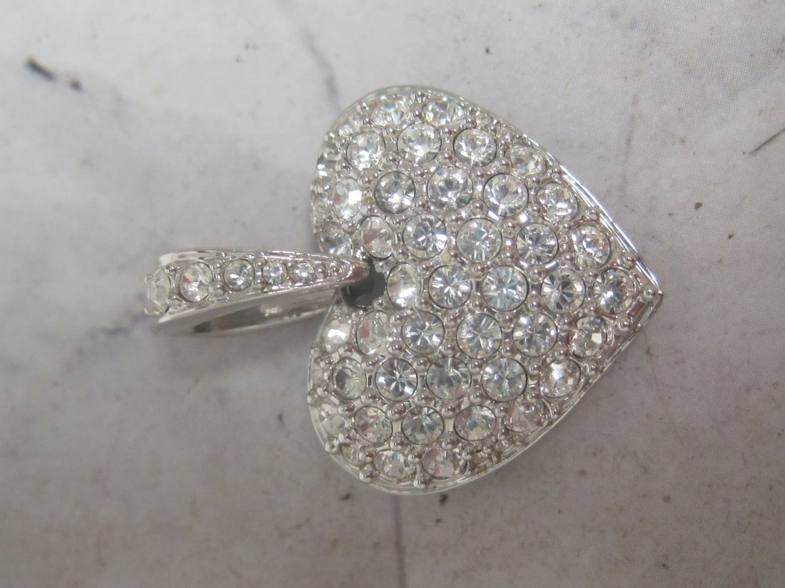Swarovski Crystal Heart Pendant: Signed 