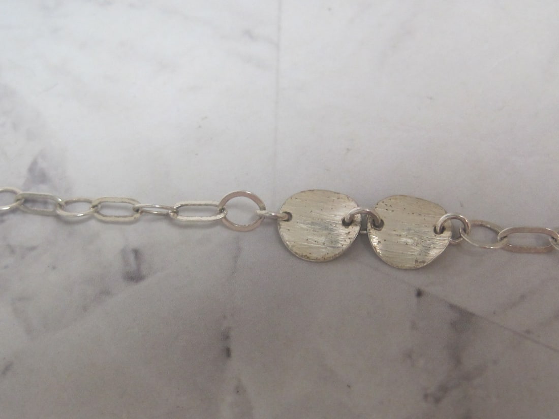 26" Sterling Silver Link & Hammered Disc Necklace - 3