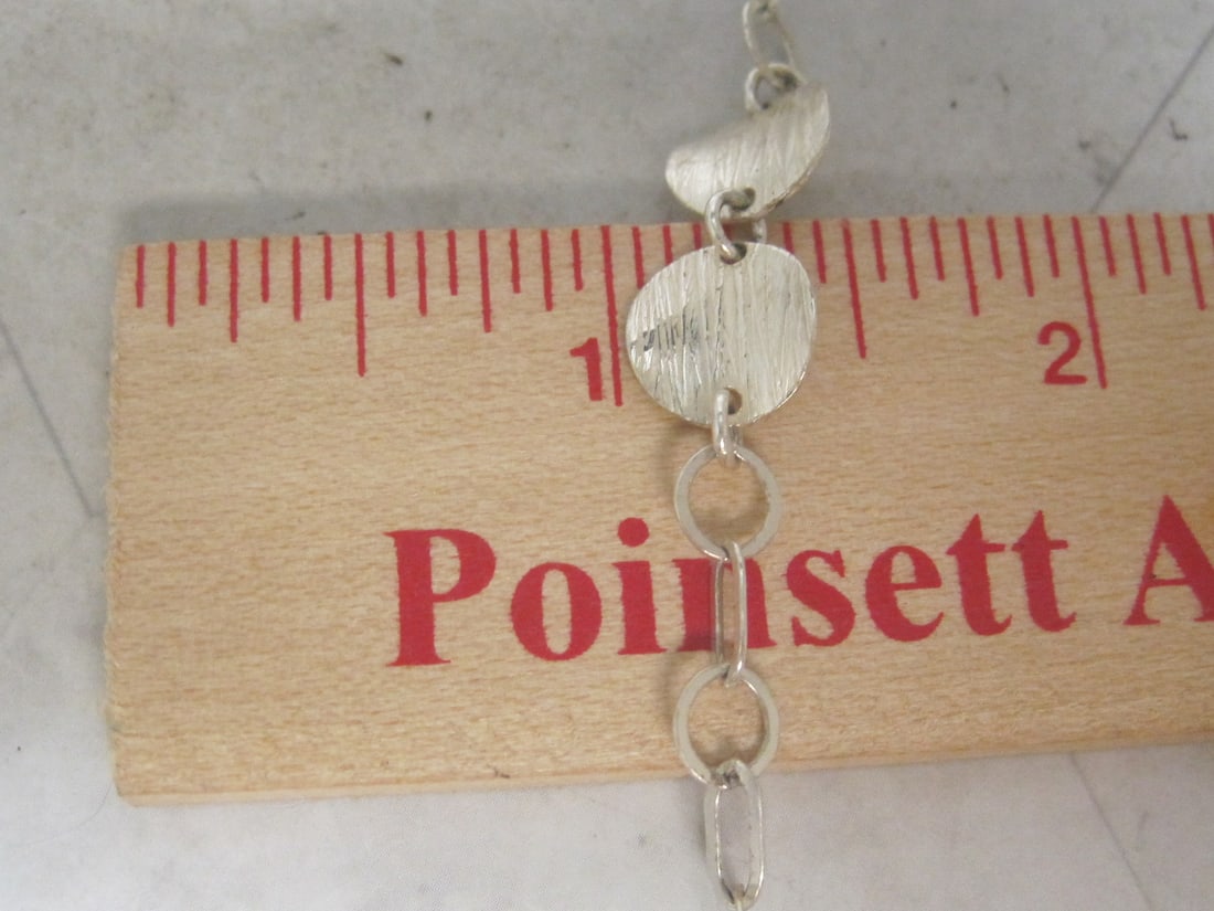 26" Sterling Silver Link & Hammered Disc Necklace - 4