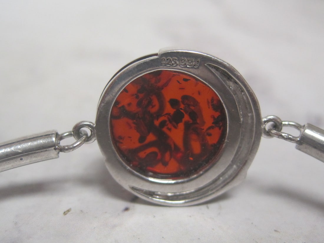 Sterling Silver Amber Baltic Bracelet - 3