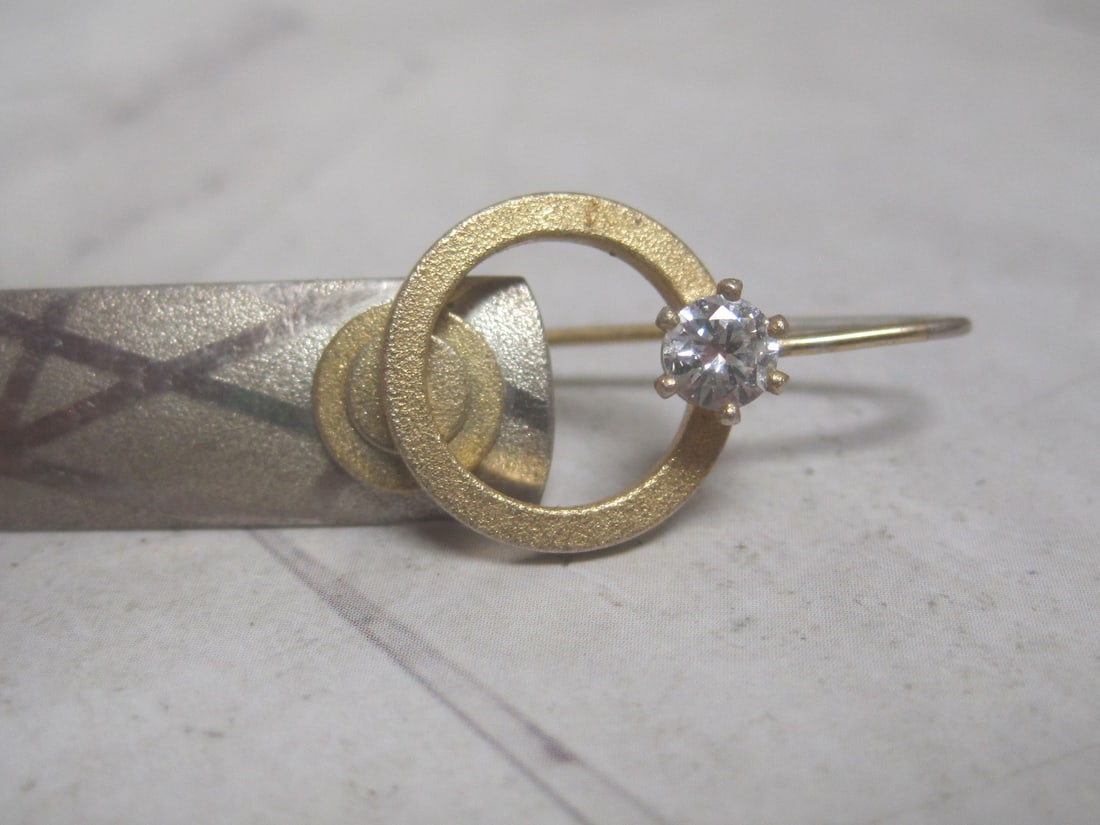 Sterling Silver Etched Bar Pierced Earrings with Goldtone & CZ Accents - 2