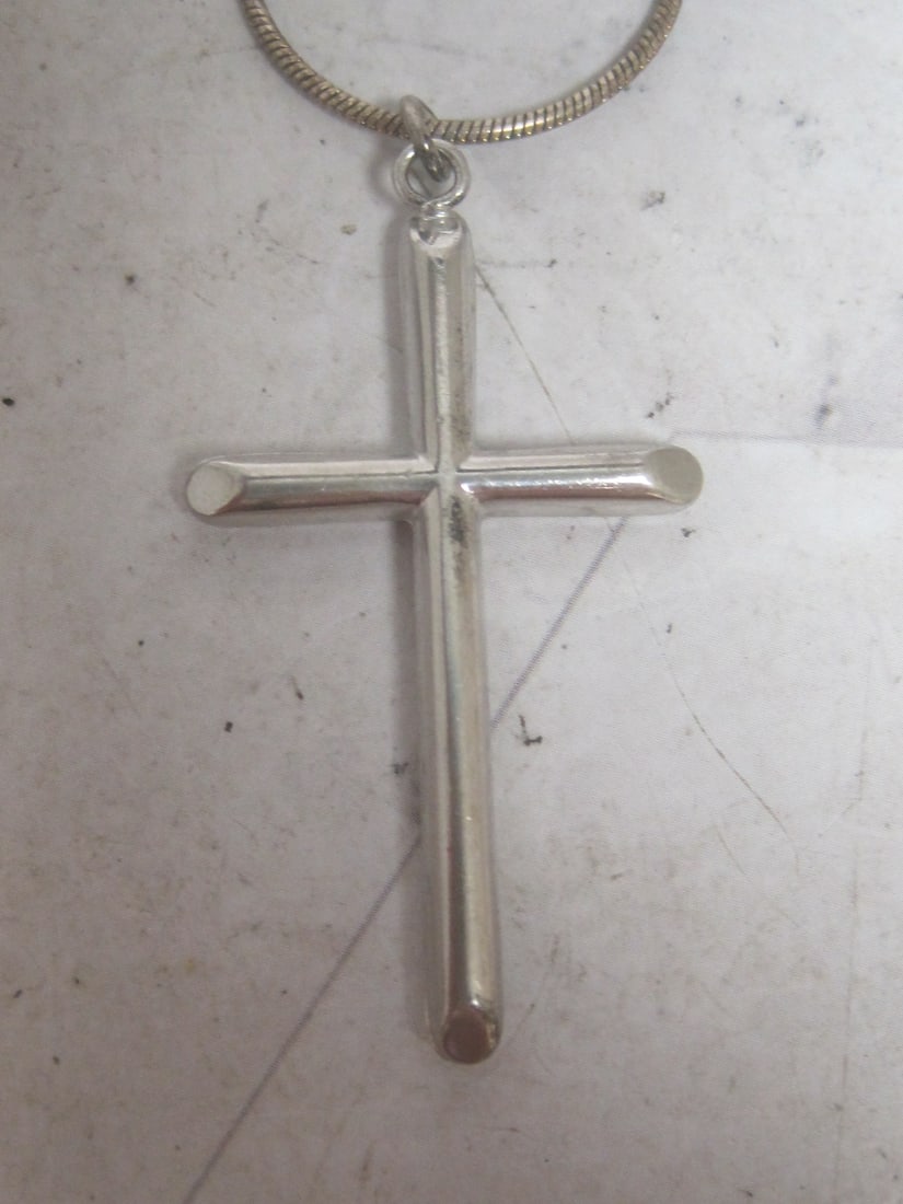 Sterling Silver Cross Pendant on 18" Sterling Silver Chain - 2