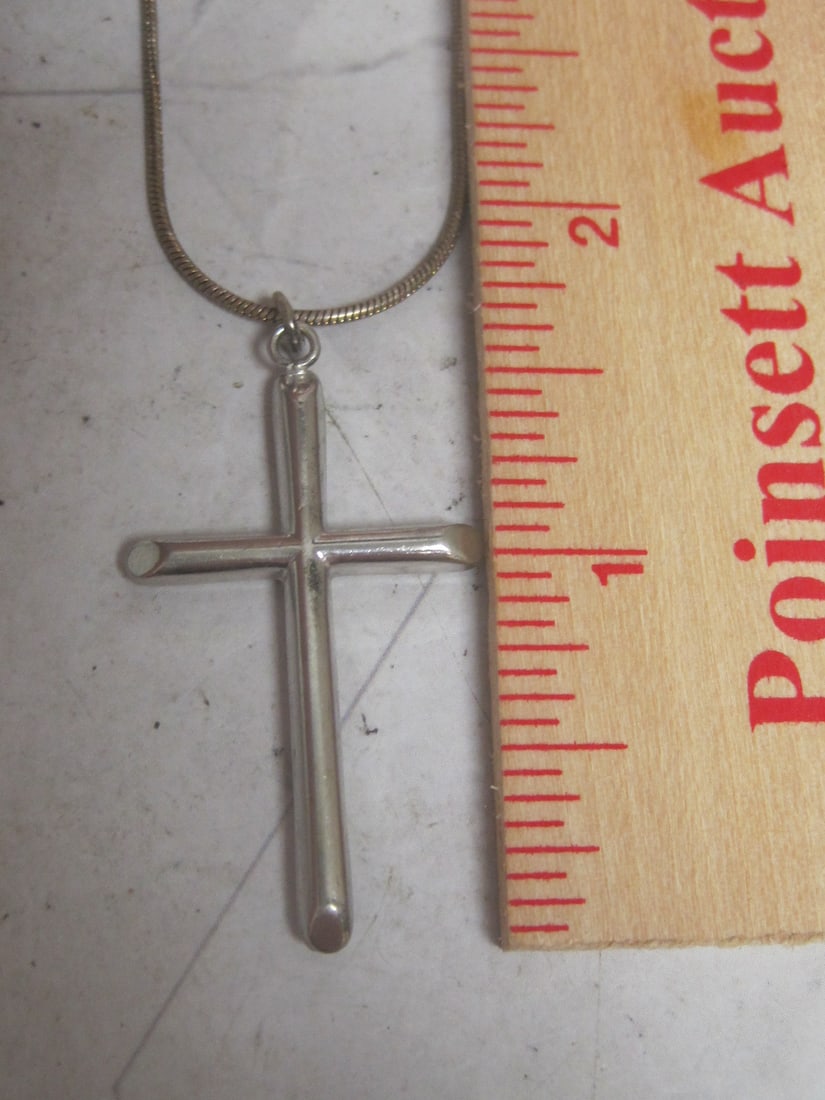 Sterling Silver Cross Pendant on 18" Sterling Silver Chain - 4