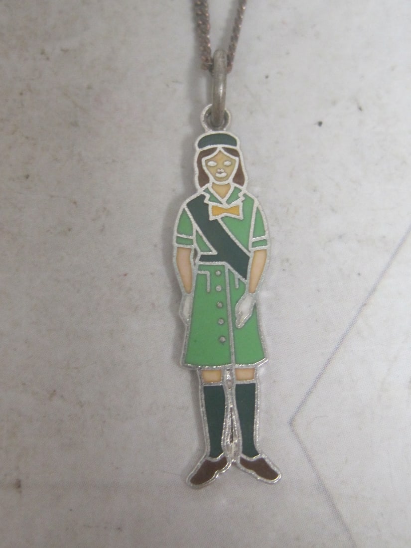 Sterling Silver Girl Scout Enamel Charm on 18" Sterling Silver Chain - 2