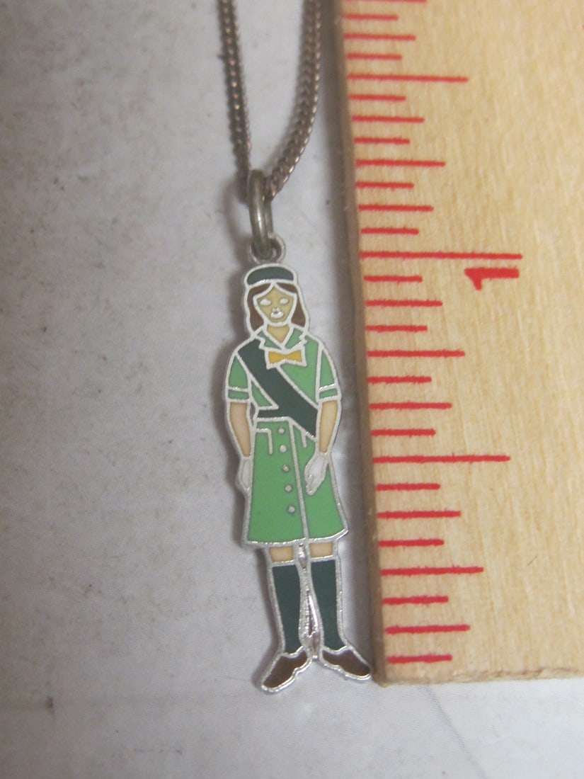 Sterling Silver Girl Scout Enamel Charm on 18" Sterling Silver Chain - 4