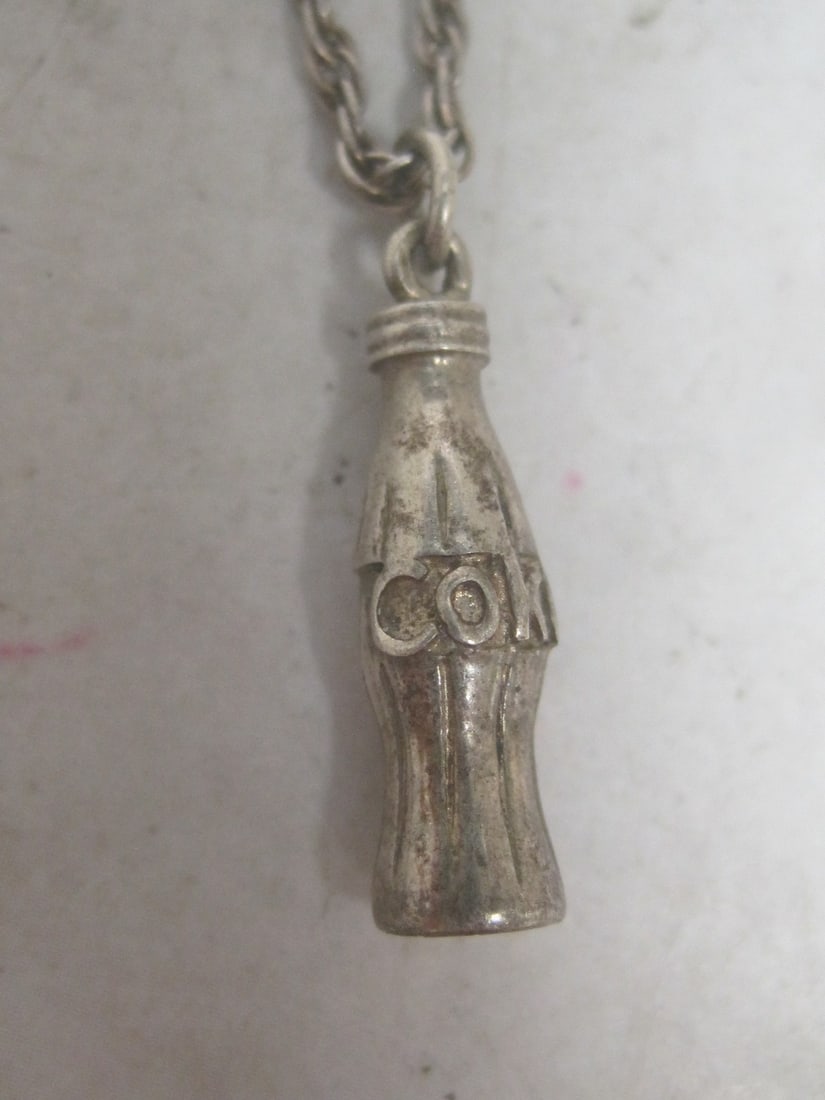 Sterling Silver Coke Bottle Pendant on 18" Sterling Silver Rope Chain - 2
