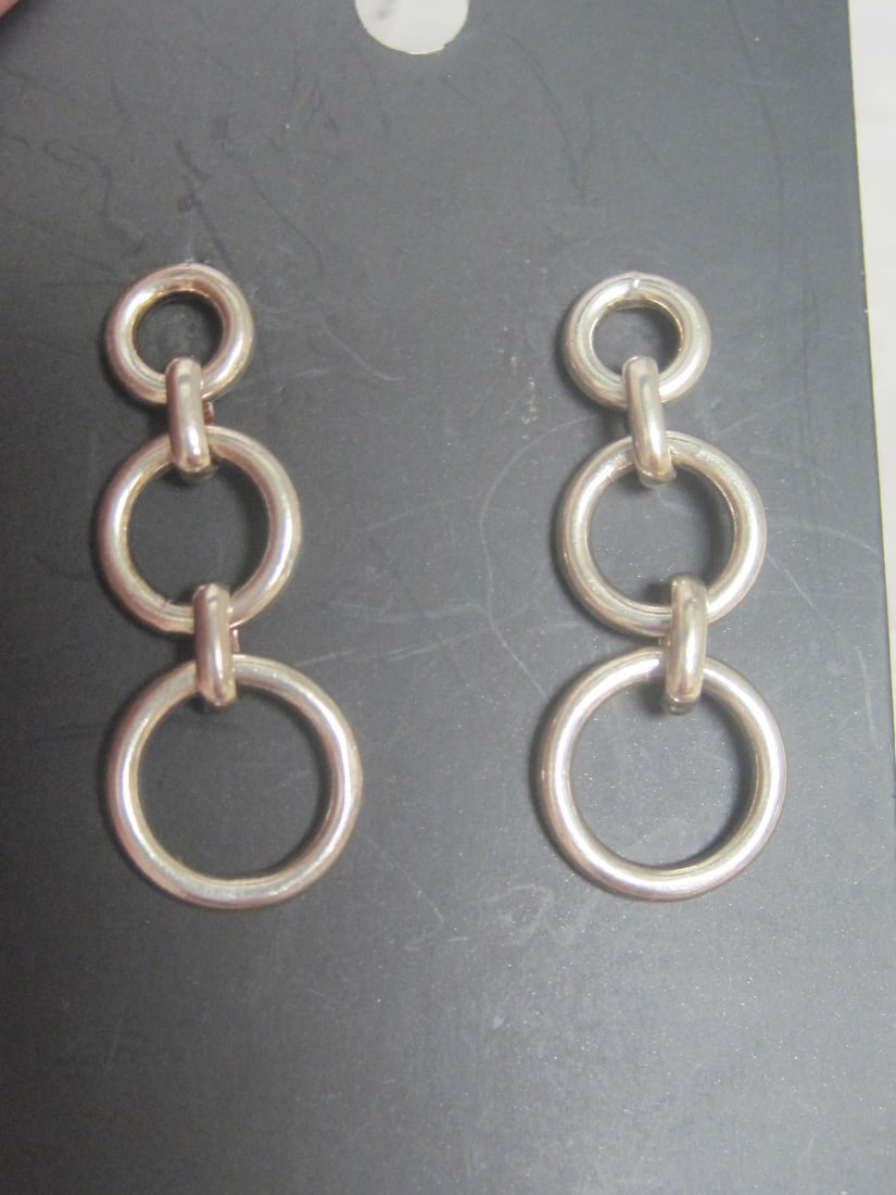 Sterling Silver Triple Hoop Pierced Earrings (1 of 3)
