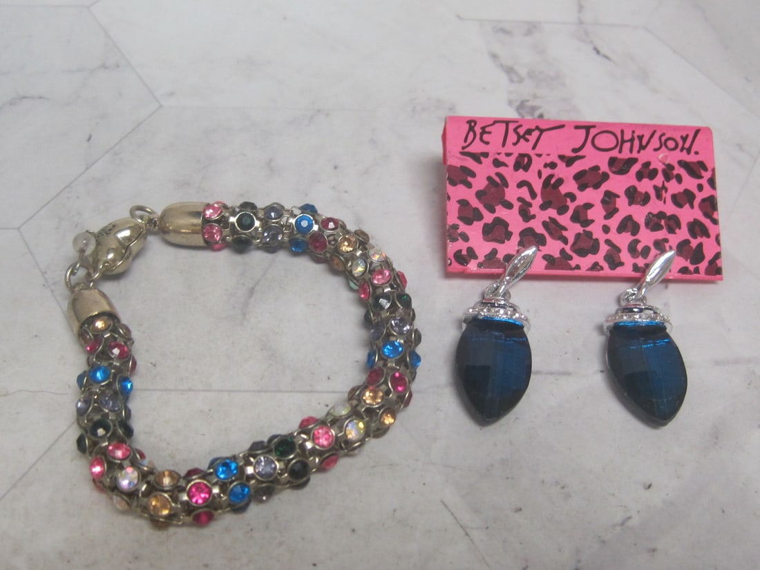 Betsey Johnson Earrings & Bracelet: . 