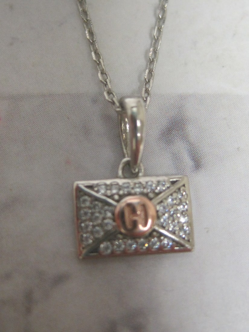 Sterling Silver 2 Layer Necklace with Owl & Envelope Pendant - 3