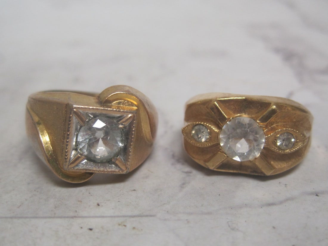 Lot of 2 Vintage 10k Gold-filled Men's Rings with CZ Stones (1 of 5)