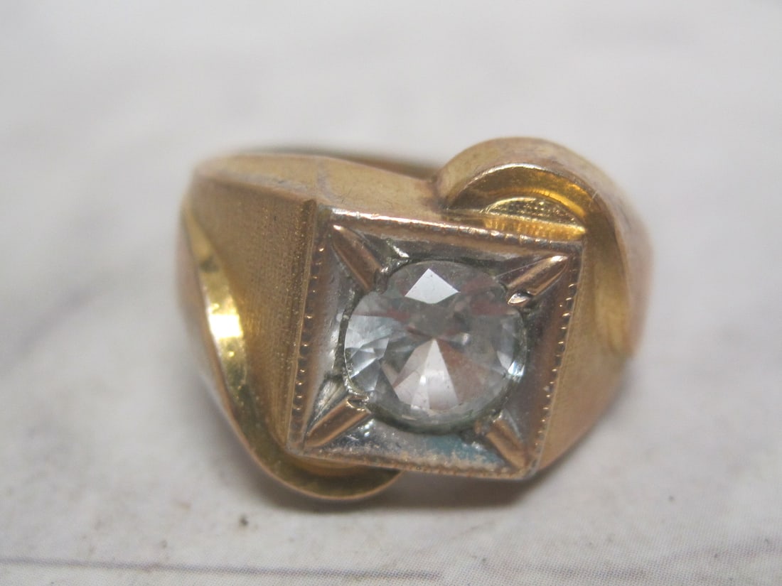 Lot of 2 Vintage 10k Gold-filled Men's Rings with CZ Stones - 2