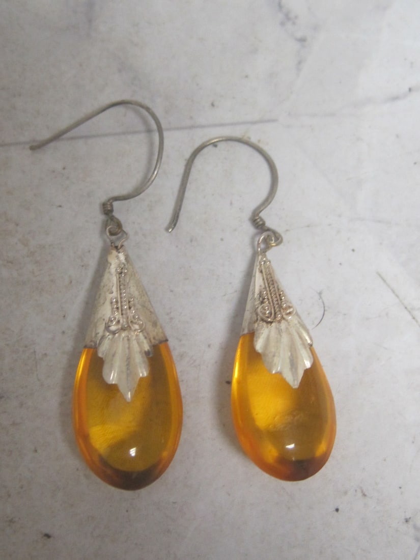 Sterling Silver Amber Earrings (1 of 3)