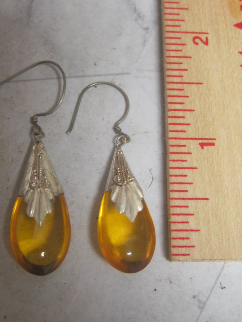 Sterling Silver Amber Earrings - 3