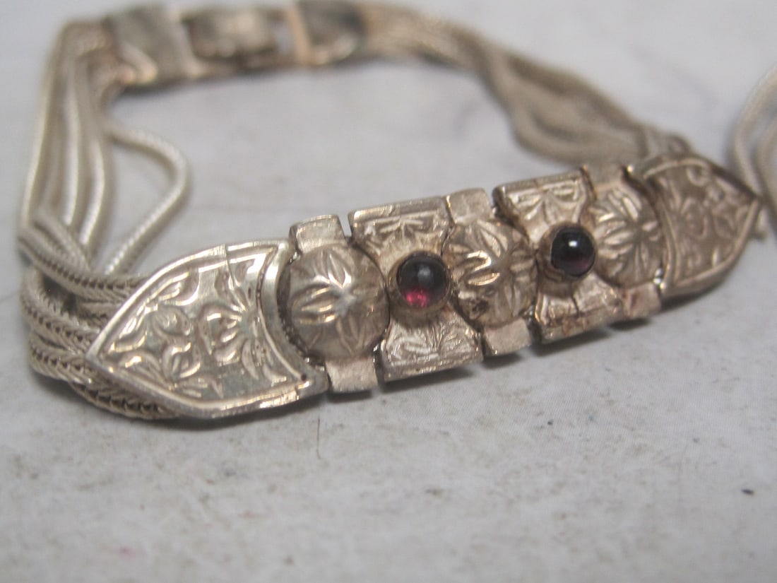 Sterling Silver Ottoman Turkish Mesh Bracelet & Earrings Set - 2