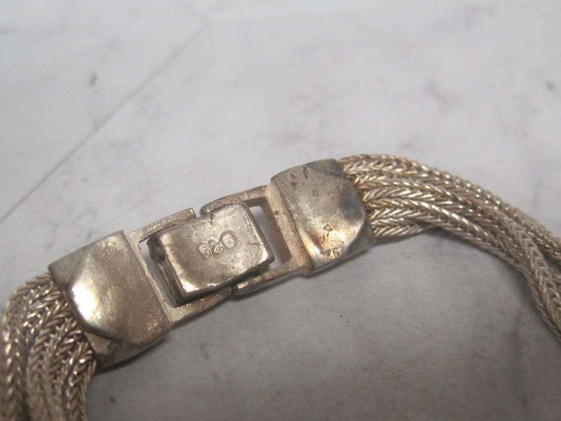 Sterling Silver Ottoman Turkish Mesh Bracelet & Earrings Set - 3