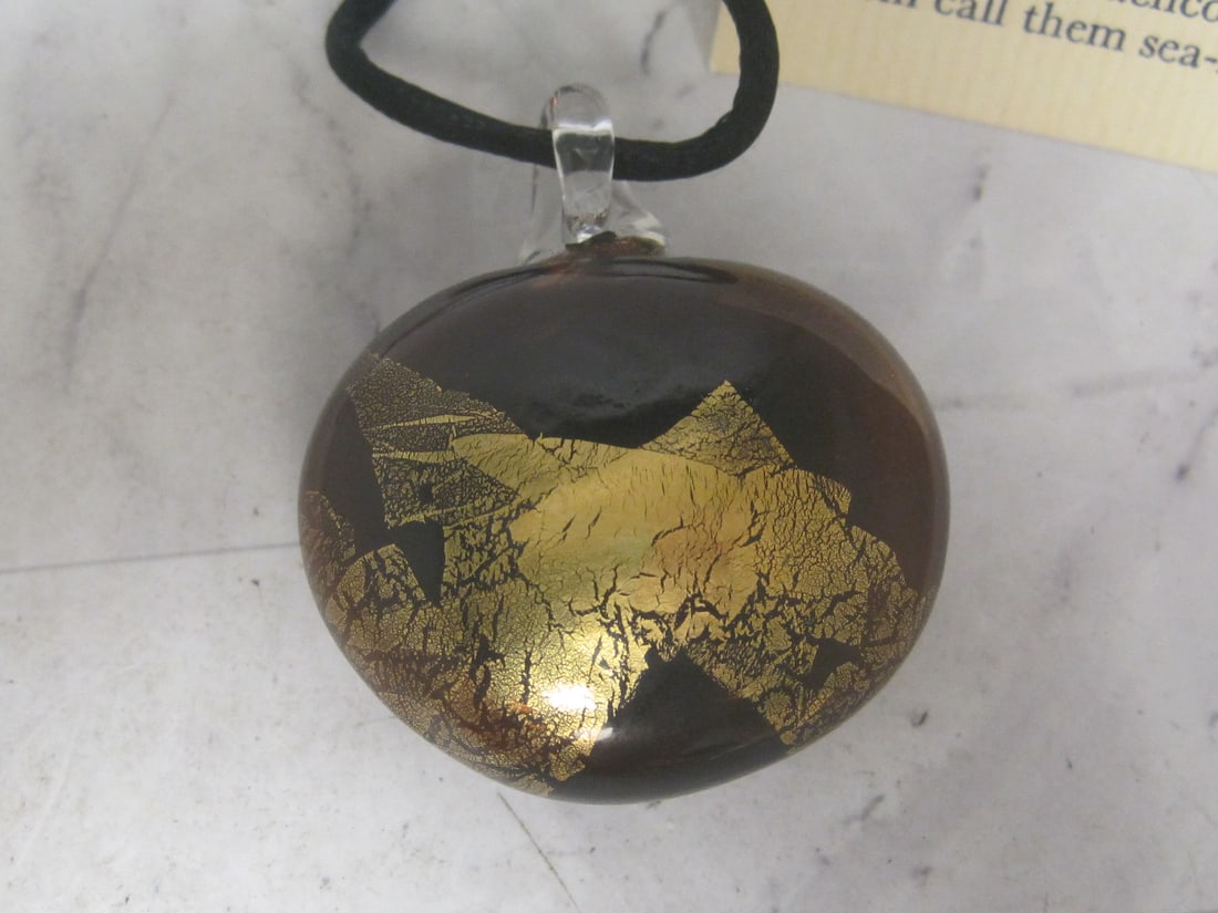 Penrose Glass Sea-Heart Pendant on Satin Cord - 2