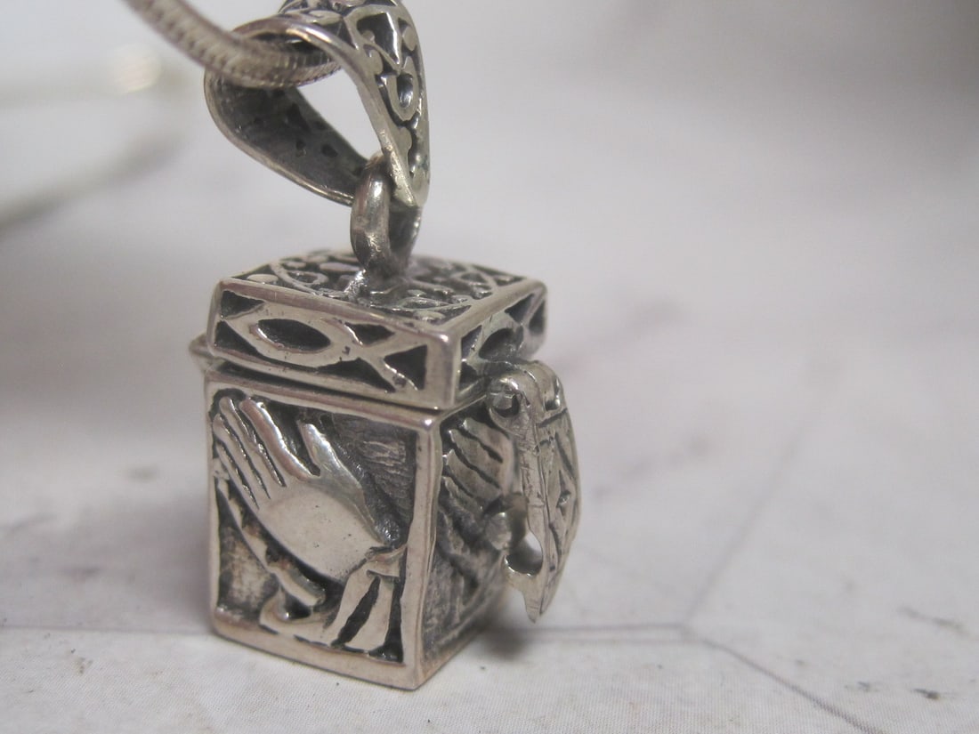 20" Sterling Silver Chain with Prayer Box Pendant - 2