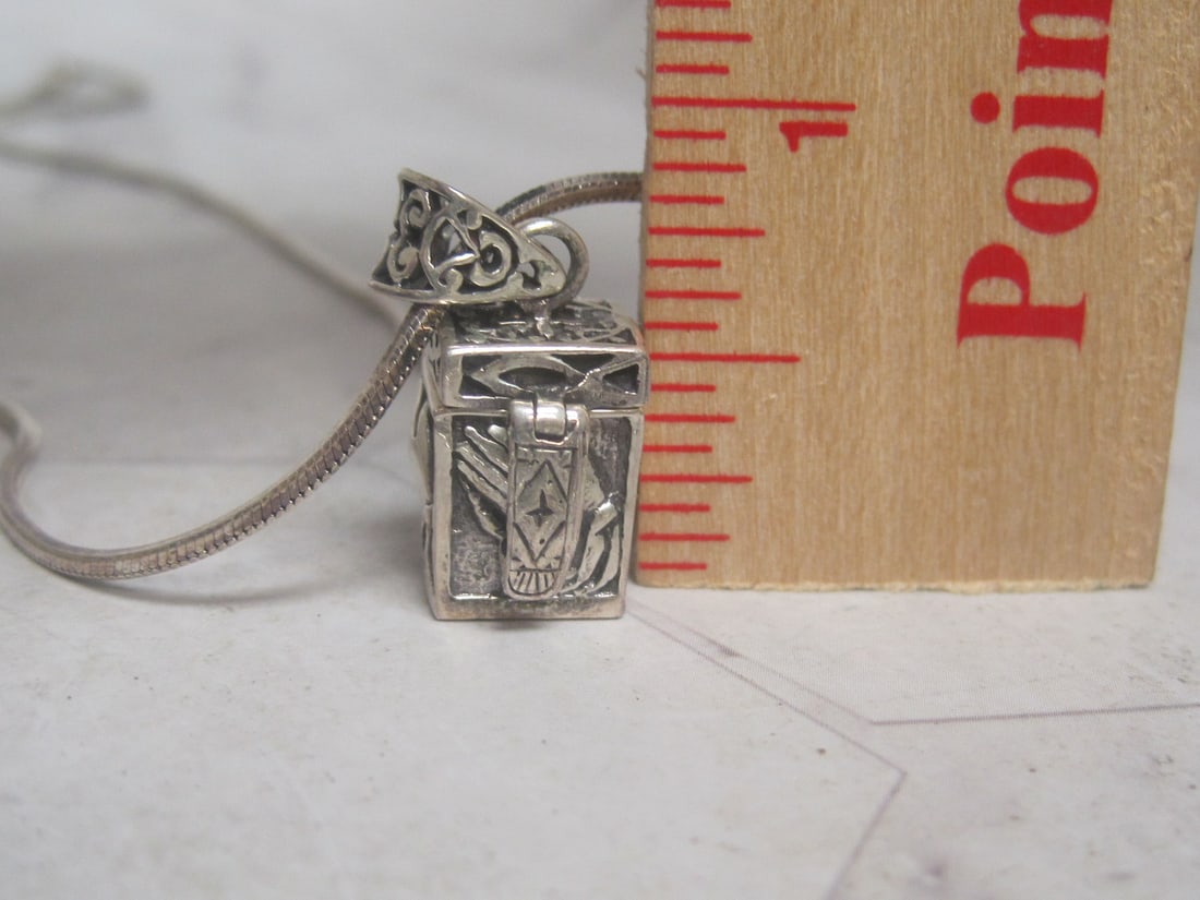20" Sterling Silver Chain with Prayer Box Pendant - 5