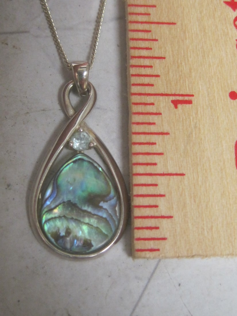 18" Sterling Silver Chain with Abalone Pendant - 4