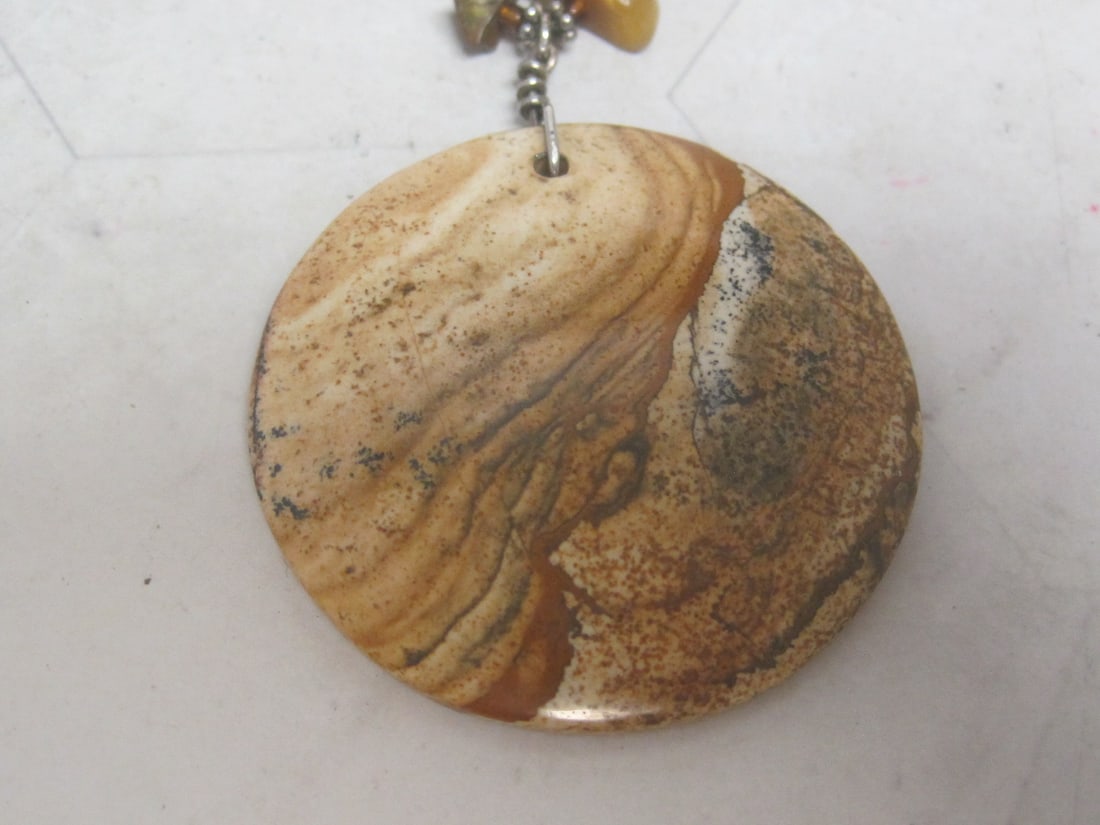 24" Jasper Nugget Necklace with Jasper Pendant with Sterling Silver Clasp - 2