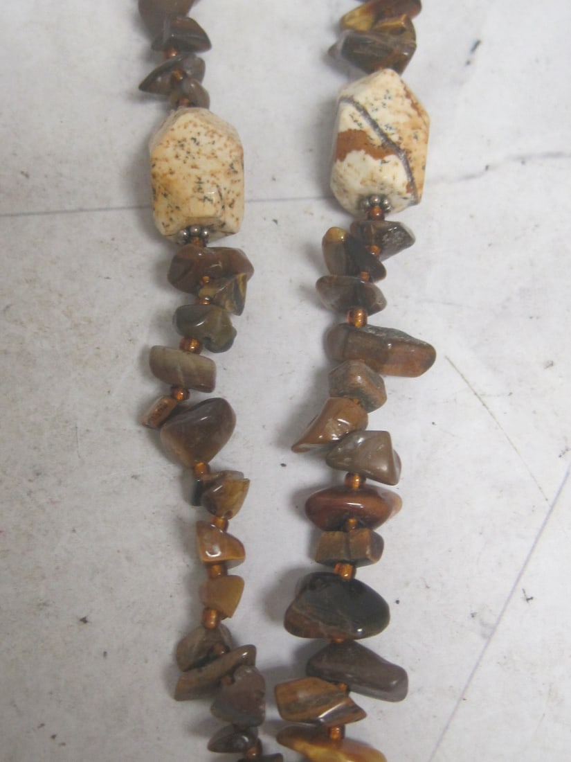 24" Jasper Nugget Necklace with Jasper Pendant with Sterling Silver Clasp - 3