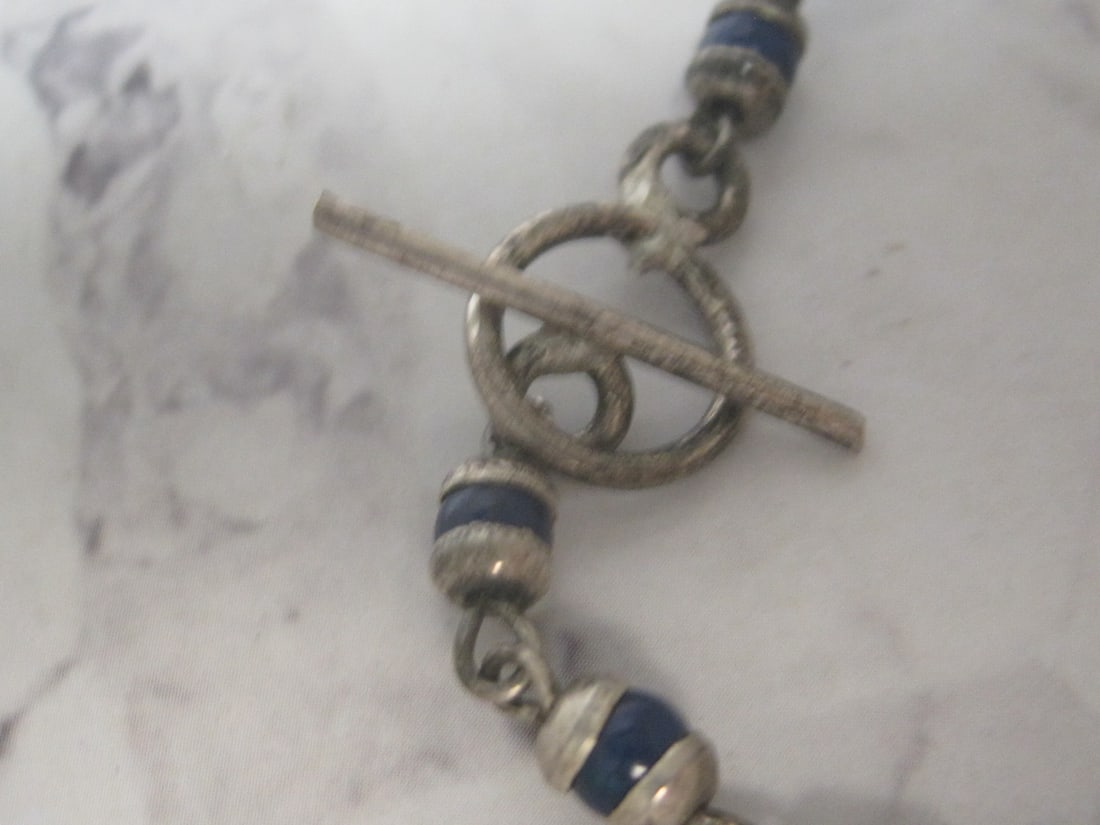 8" Sterling Silver Lapis Bracelet with Toggle Clasp - 2