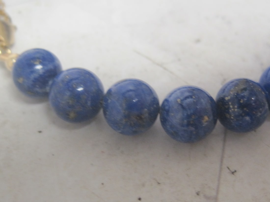 7" Lapis Bead Bracelet with 14k Gold Clasp - 2