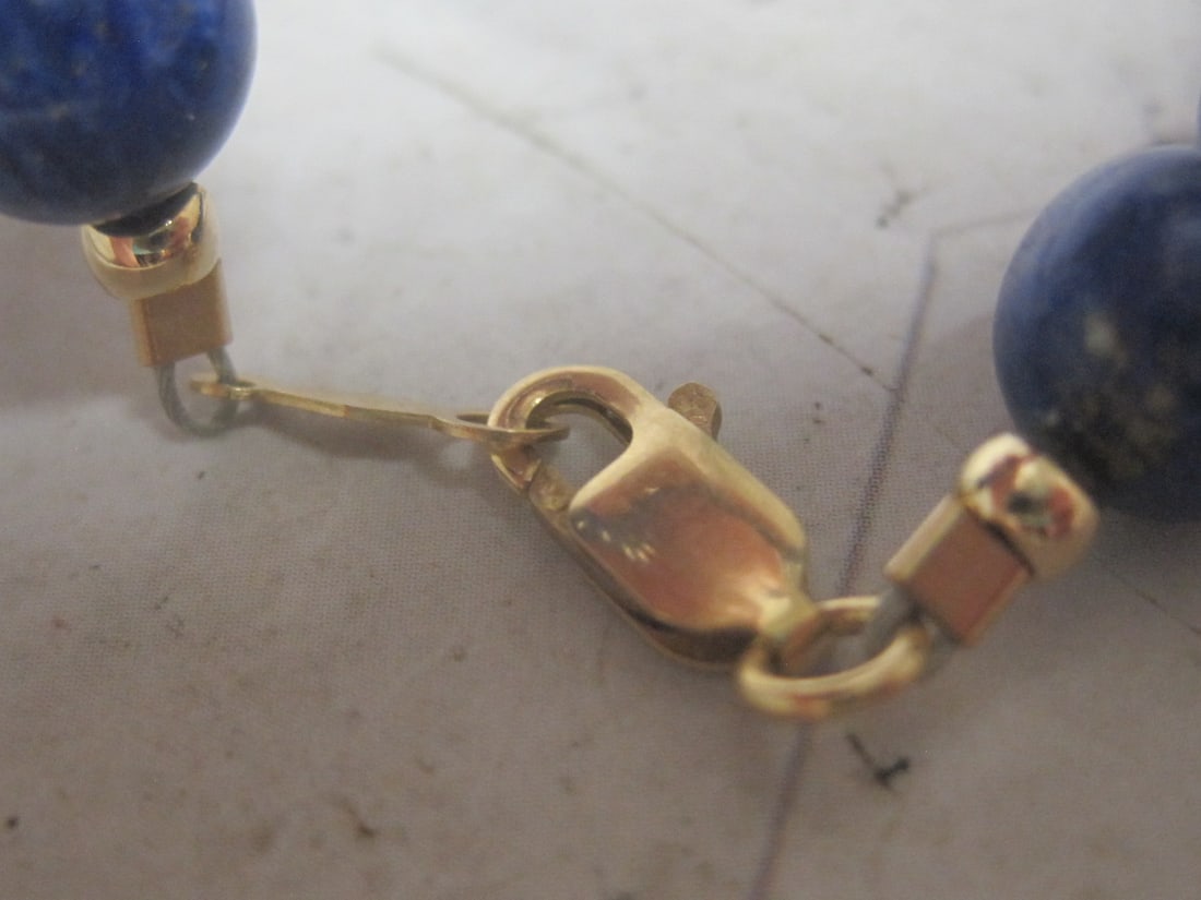 7" Lapis Bead Bracelet with 14k Gold Clasp - 3