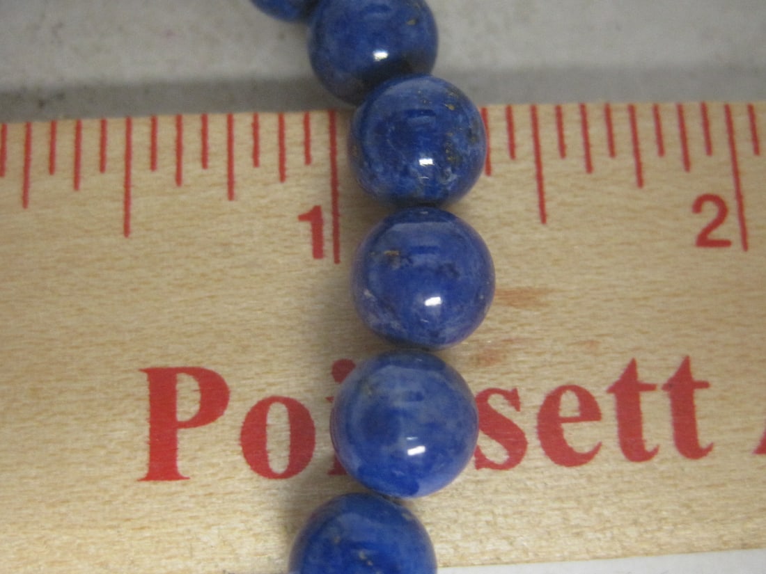 7" Lapis Bead Bracelet with 14k Gold Clasp - 4