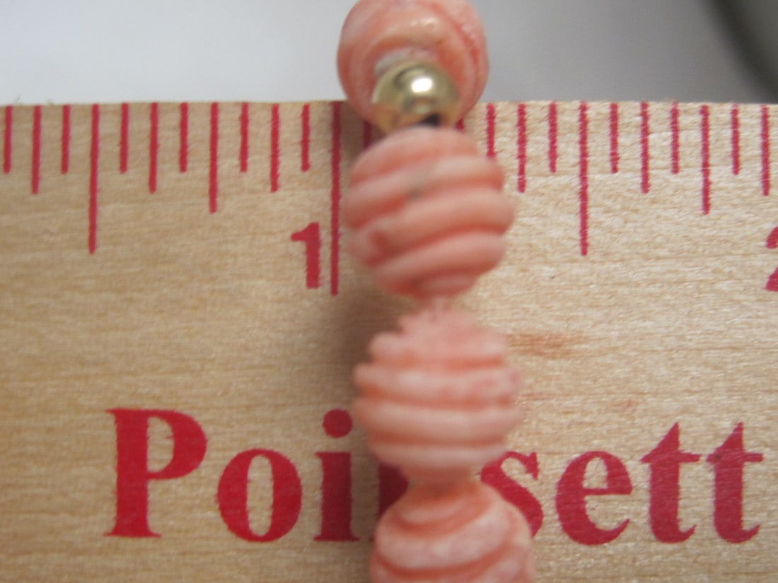 7 1/4" Coral Bead Bracelet with 14k Gold Accent Beads & Clasp - 4