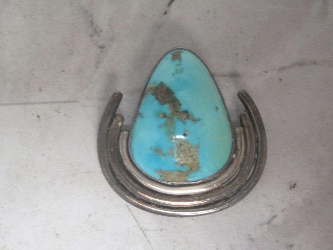 Sterling Silver Turquoise Pendant: Signed 