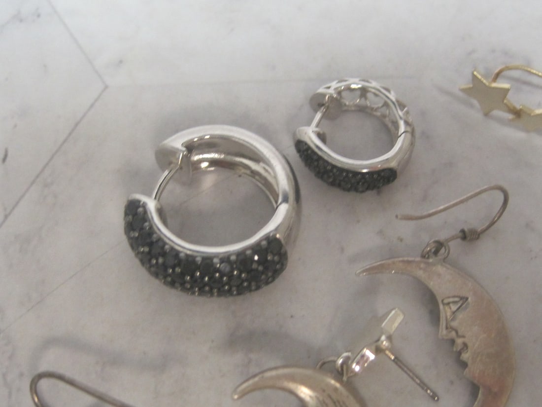 Lot of Sterling Silver Single Earrings - 4